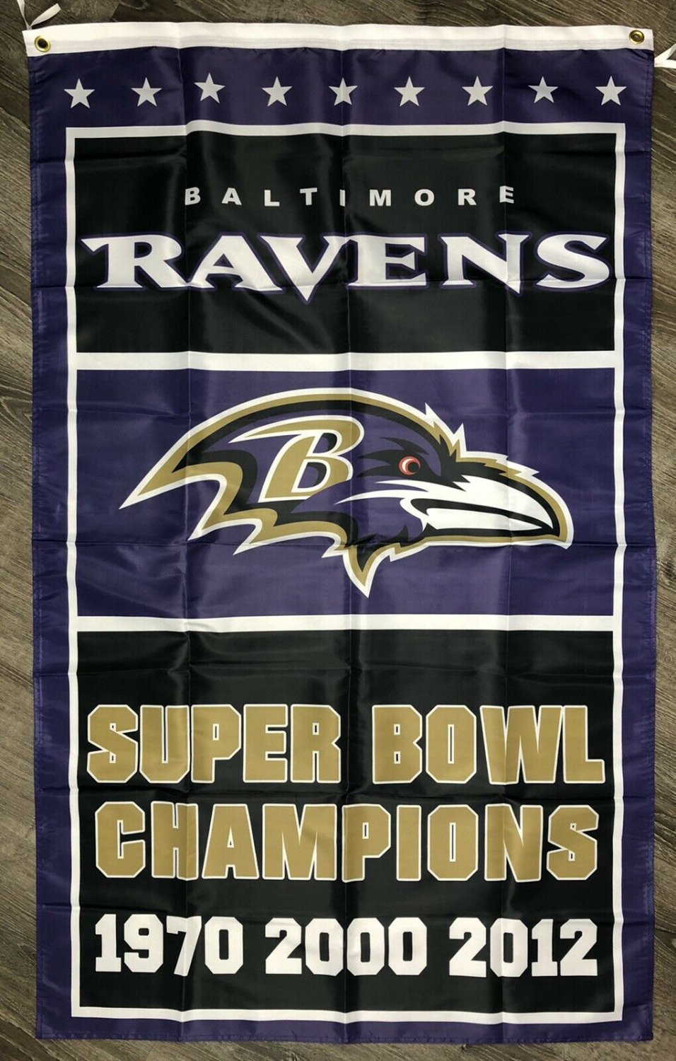 Baltimore Ravens Vertical Super Bowl Championship Flag 3x5 ft Sports Banner Man-Cave
