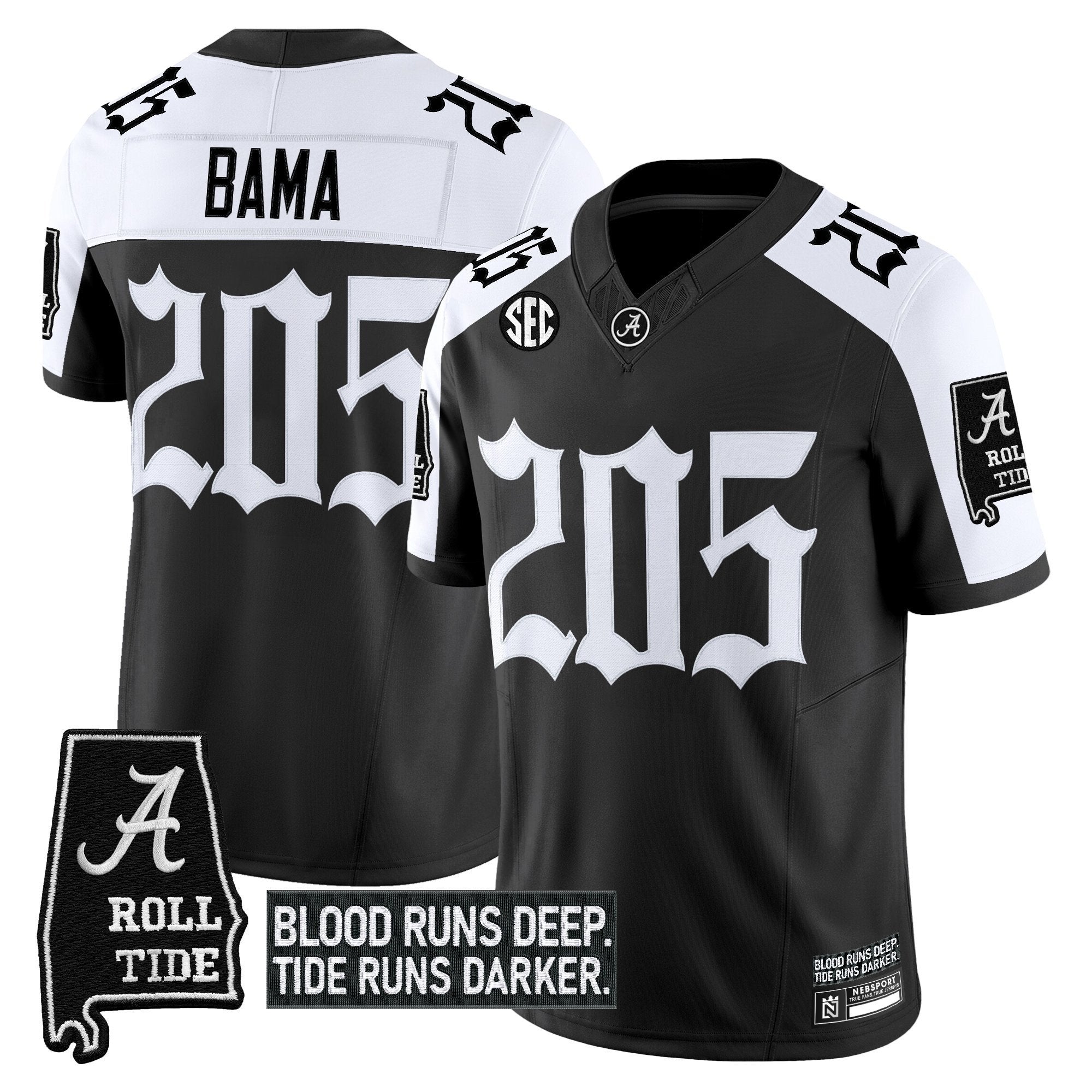 Bama Jersey #205 Alabama Crimson Gothic Bama Blood Edition Stitched Alter