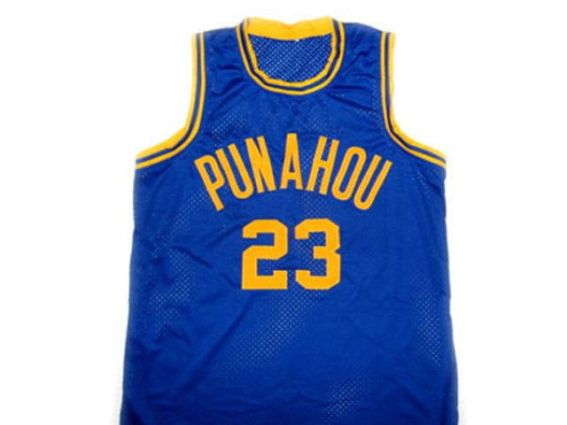 Barack Obama Jersey #23 Punahou High School Basketball Blue Stitched