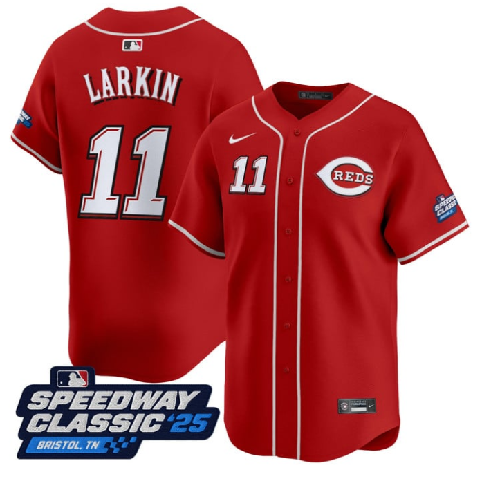Barry Larkin Jersey #11 Cincinnati Reds Speedway Classic Stitched Red