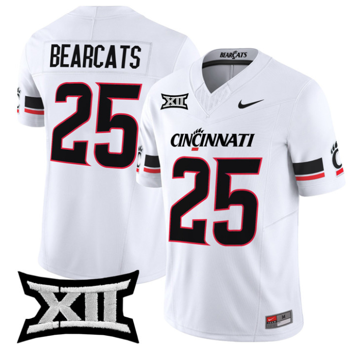 Bearcats Jersey #25 Cincinnati Bearcats 2025 Vapor Limited Stitched White