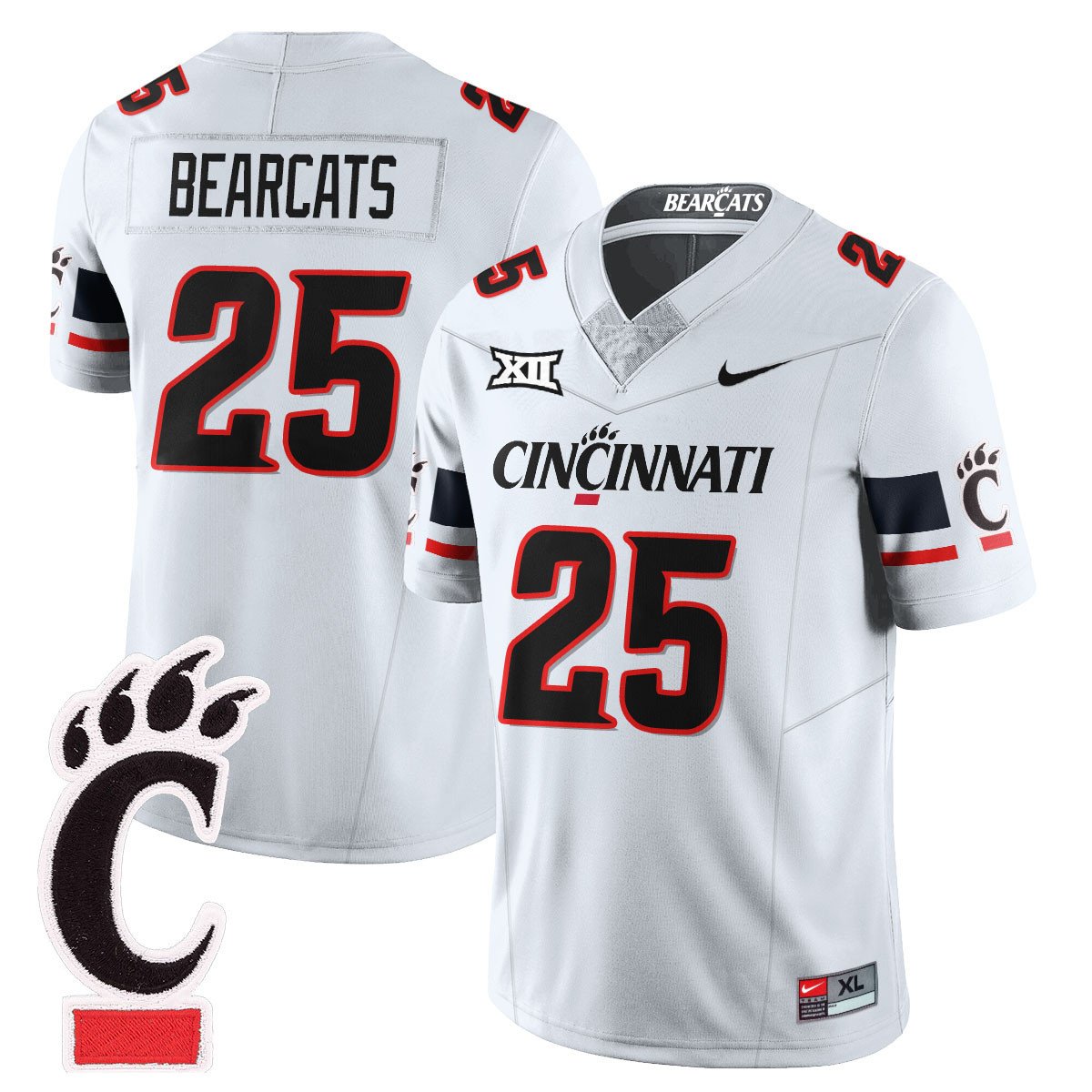 Bearcats Jersey #25 Cincinnati Bearcats Football 2025 Uniform Stitched White