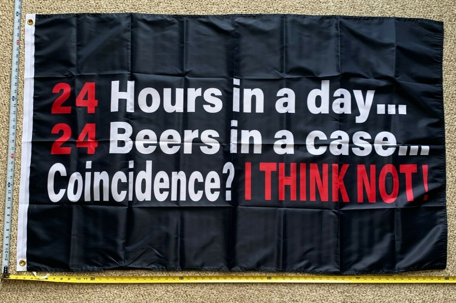 Beer Flag Beer Pong 24 Hours 24 Case Fun Bud Claw Busch Sign 3x5'