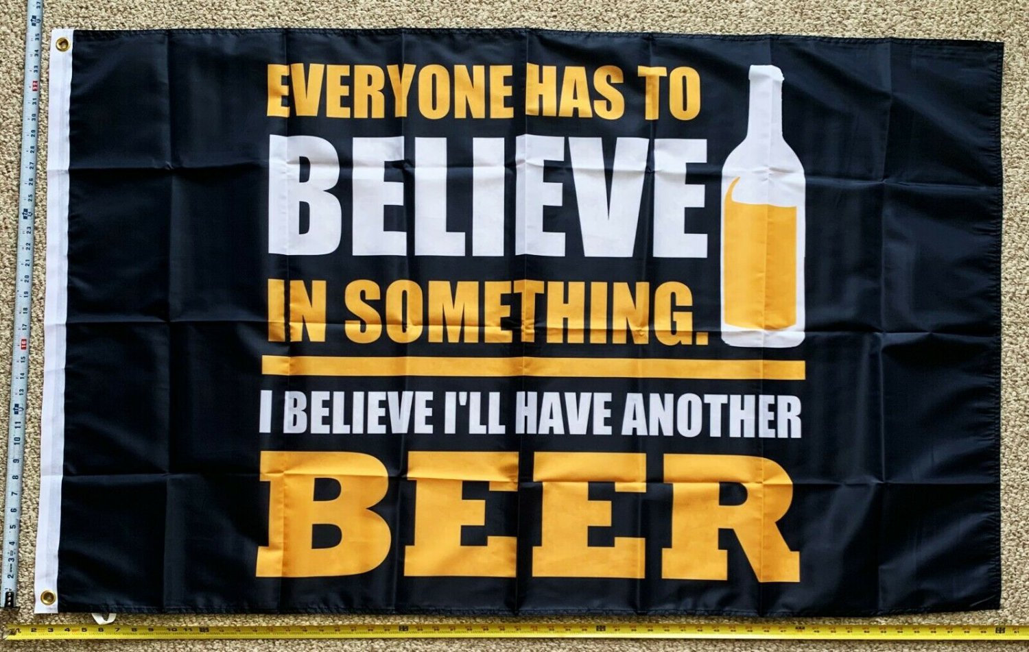 Beer Flag Believe In Something Party Fun Bud Claw Busch Sign 3x5'