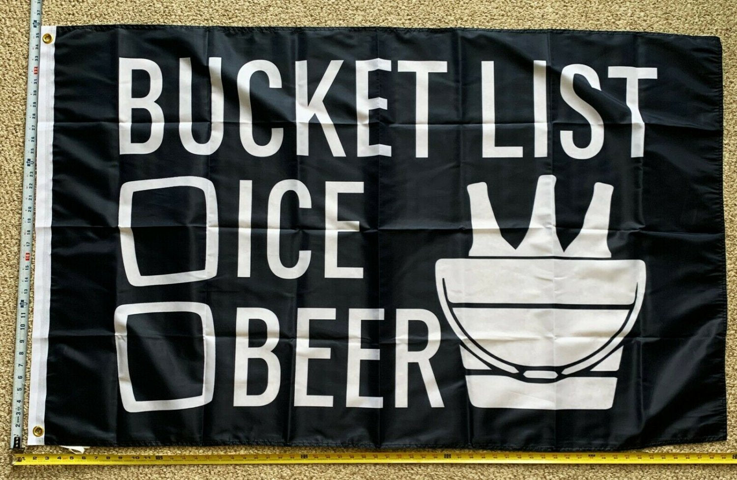 Beer Flag Bucket List B Family Party Fun Bud Claw Busch Sign 3x5'