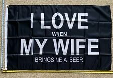 Beer Flag I Love My Wife Black Busch Bud Twisted Claw Sign Poster 3x5'