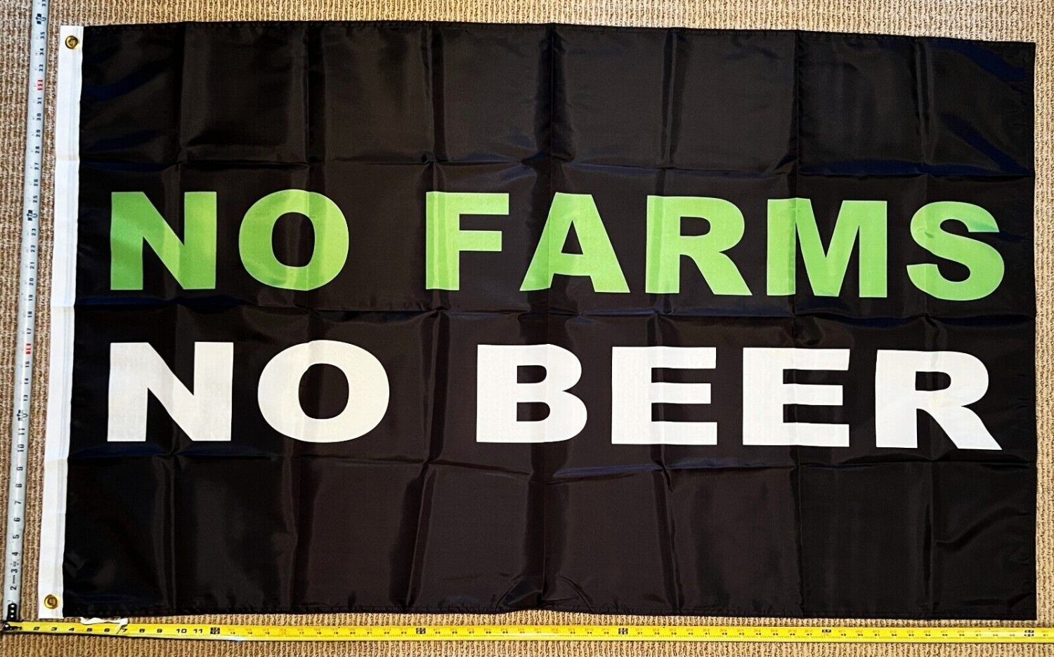 Beer Flag No Farms No Beer Black Busch Twisted USA Sign Poster 3x5'