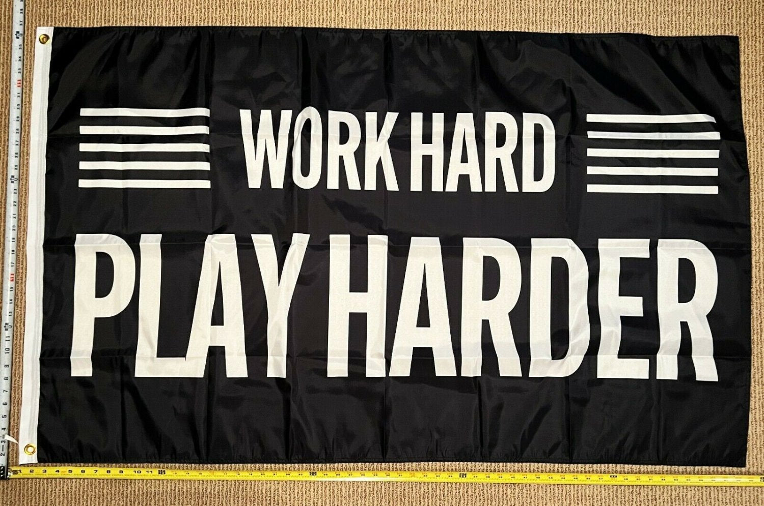 Beer Flag Work Hard Play Harder Cool Party Busch Bud Sign Sign 3x5ft