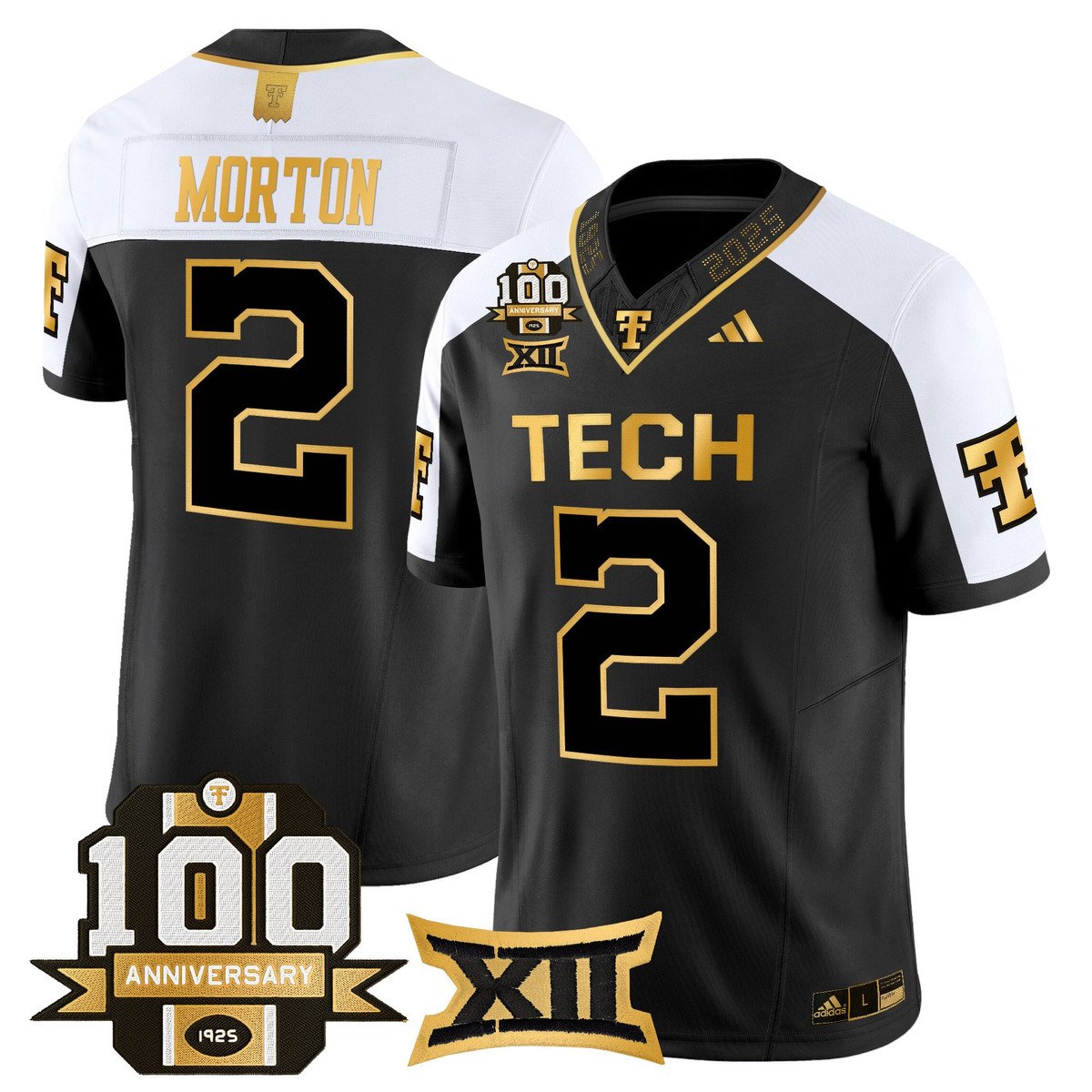 Behren Morton Jersey #2 Texas Tech 2025 100th Anniversary Stitched Alternate