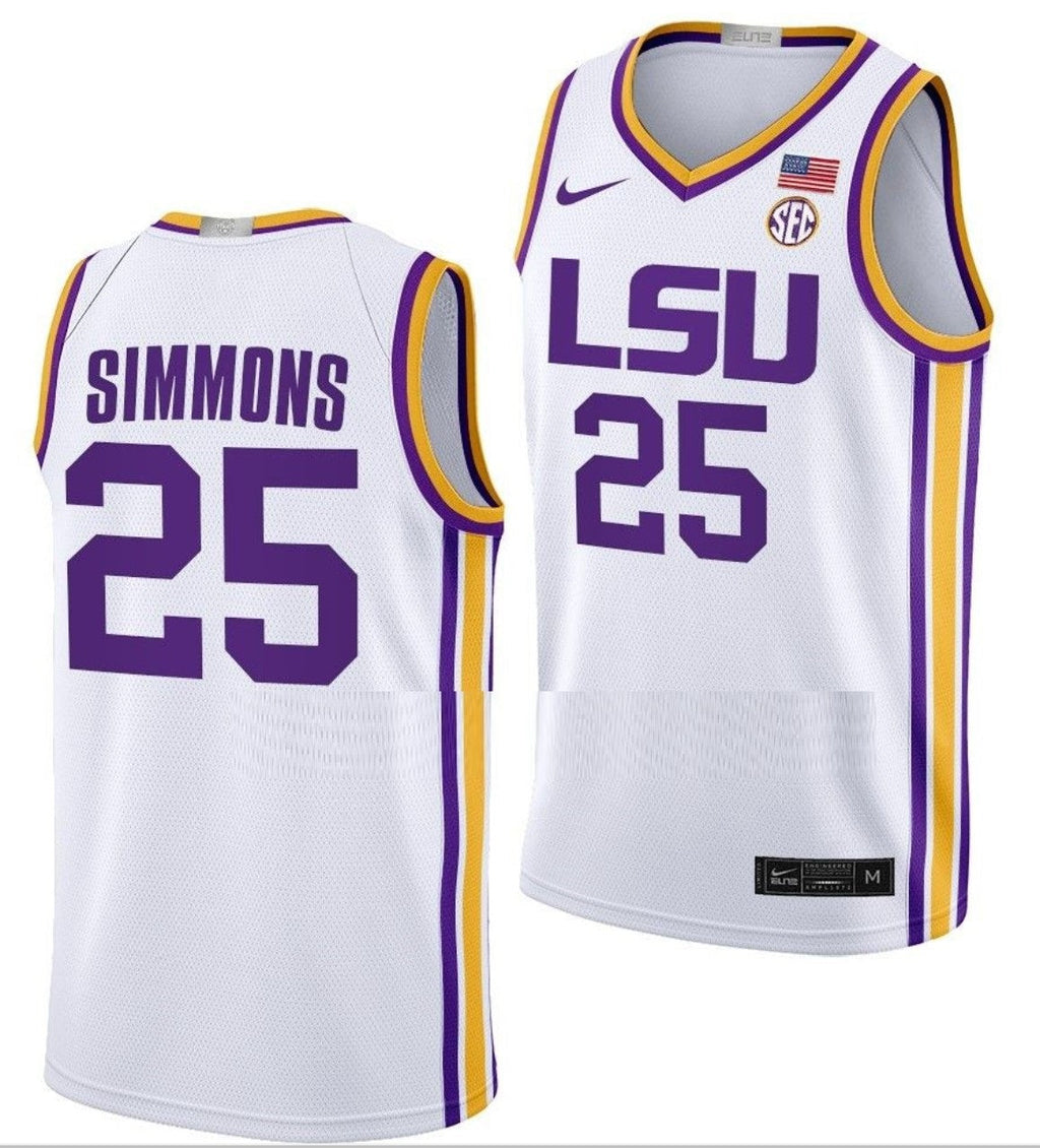Ben Simmons Jersey LSU Tigers College Basketball Limited White #25
