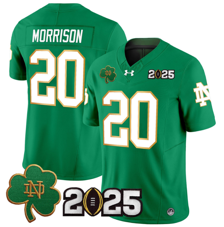 Benjamin Morrison Jersey #20 Notre Dame 2025 CFP Final Patch Navy