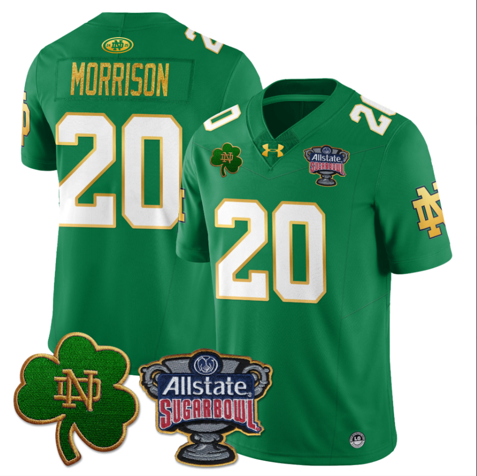 Benjamin Morrison Jersey #20 Notre Dame Allstate Sugar Bowl Football Green