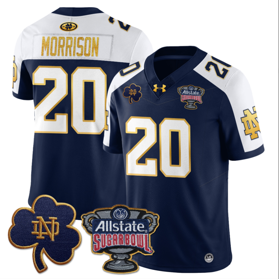 Benjamin Morrison Jersey #20 Notre Dame Allstate Sugar Bowl Football Navy White