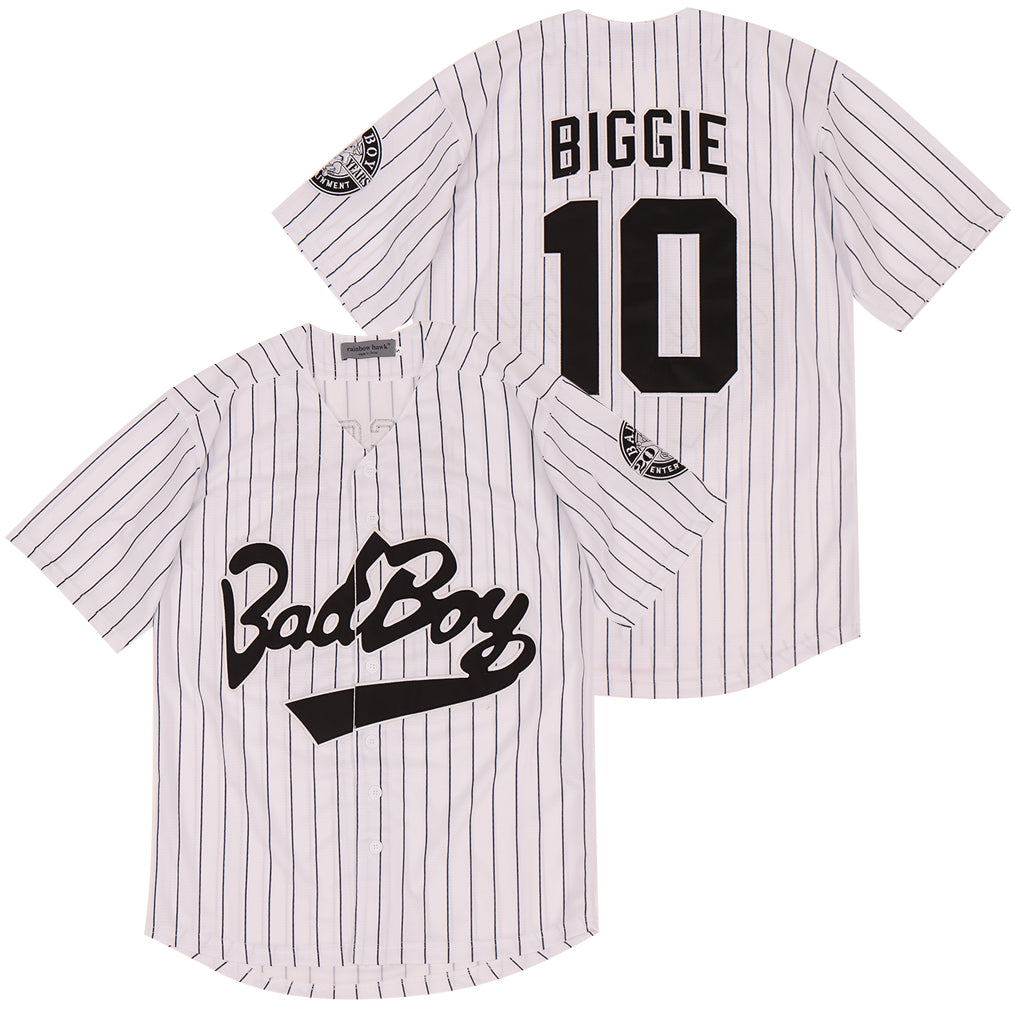 Biggie #10 Bad Boy Movie Baseball Jersey White