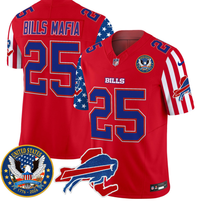 Bills Mafia Jersey #25 Bills America 250 Edition Vapor Limited Stitched