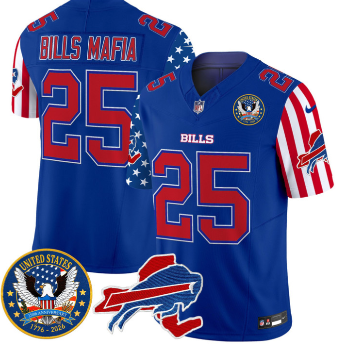 Bills Mafia Jersey #25 Bills America 250 Edition Vapor Limited Stitched
