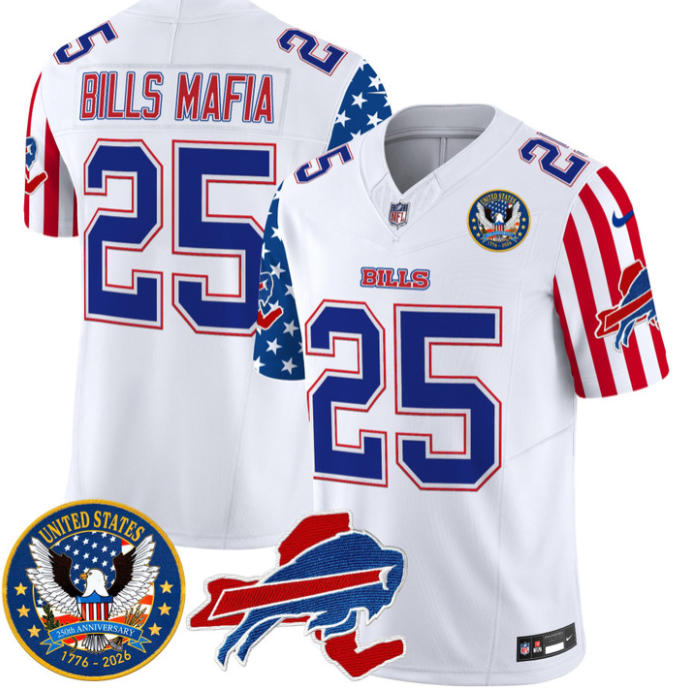 Bills Mafia Jersey #25 Bills America 250 Edition Vapor Limited Stitched