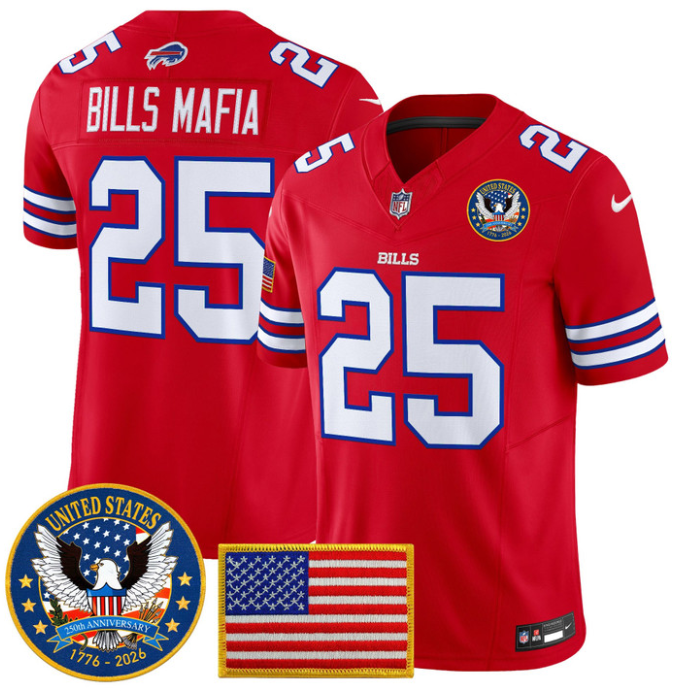 Bills Mafia Jersey #25 Bills United States 250th Anniversary Stitched