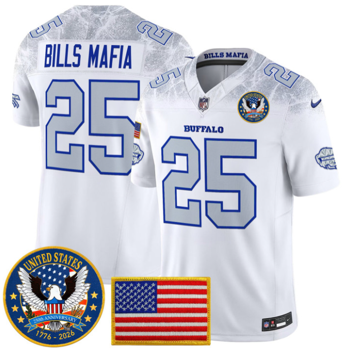 Bills Mafia Jersey #25 Bills United States 250th Anniversary Stitched