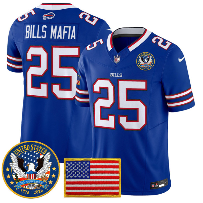 Bills Mafia Jersey #25 Bills United States 250th Anniversary Stitched