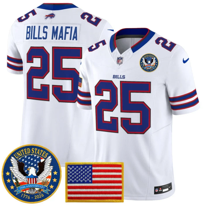 Bills Mafia Jersey #25 Bills United States 250th Anniversary Stitched