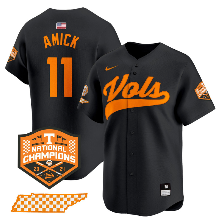 Billy Amick Jersey #11 Tennessee Vols 2024 Champions Stitched Black
