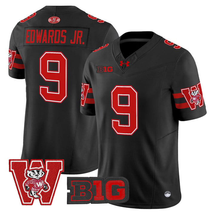 Billy Edwards Jr Jersey #9 Wisconsin Badgers Throwback Stitched Black