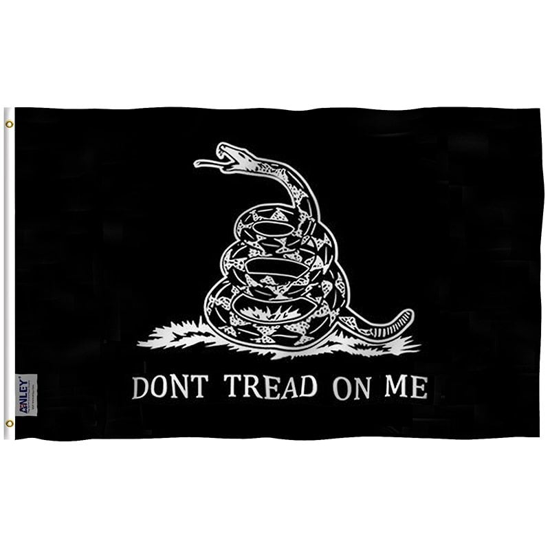 Black Don't Tread On Me Gadsden Flag - Tea Party Flag with Brass Grommets 3X5Ft Banner USA