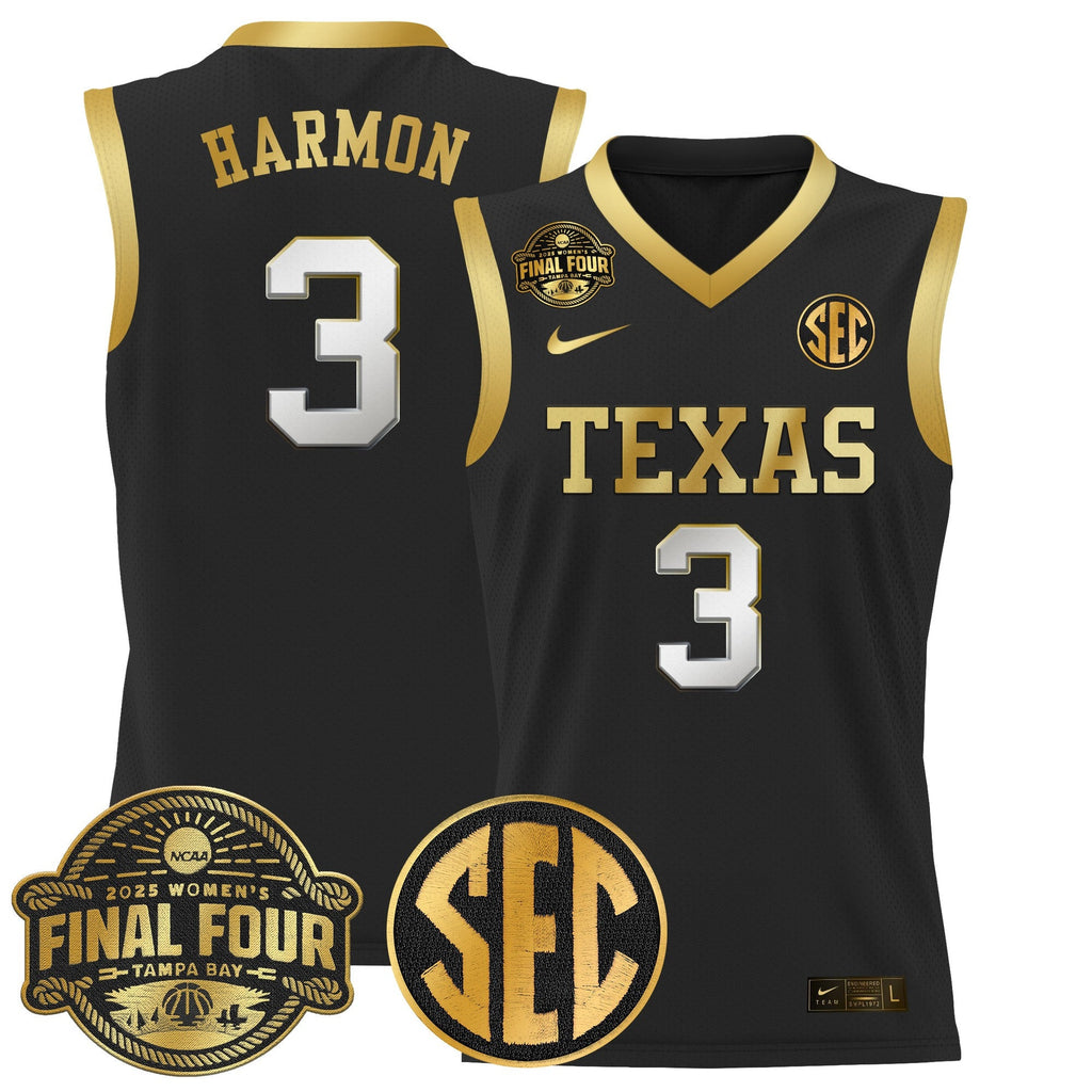 Rori Harmon Jersey #3 Texas Longhorns 2025 Sec Final Four Patch Black Gold