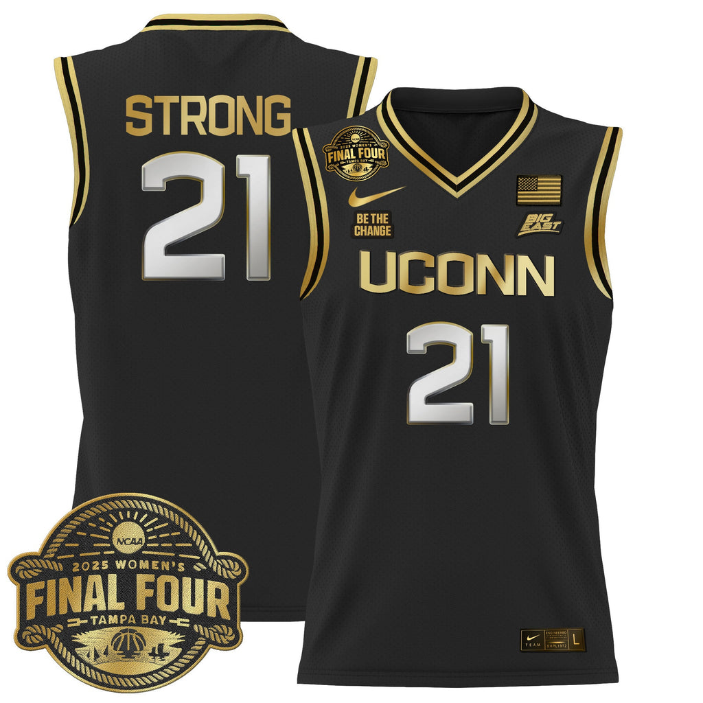 Sarah Strong Jersey #21 UConn Huskies 2025 Big Eat Final Four Patch Navy