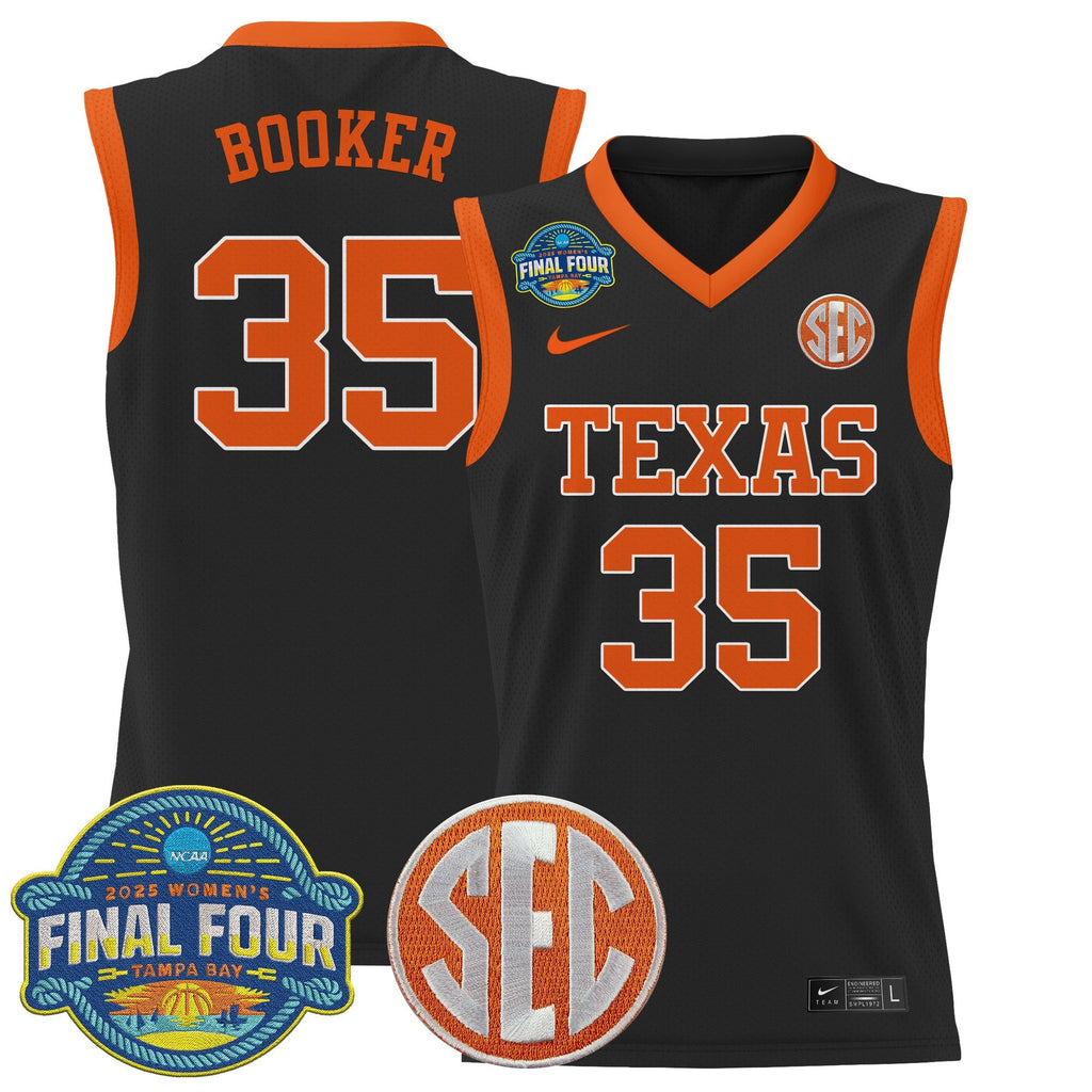 Madison Booker Jersey #35 Texas Longhorns 2025 Sec Final Four Patch Orange