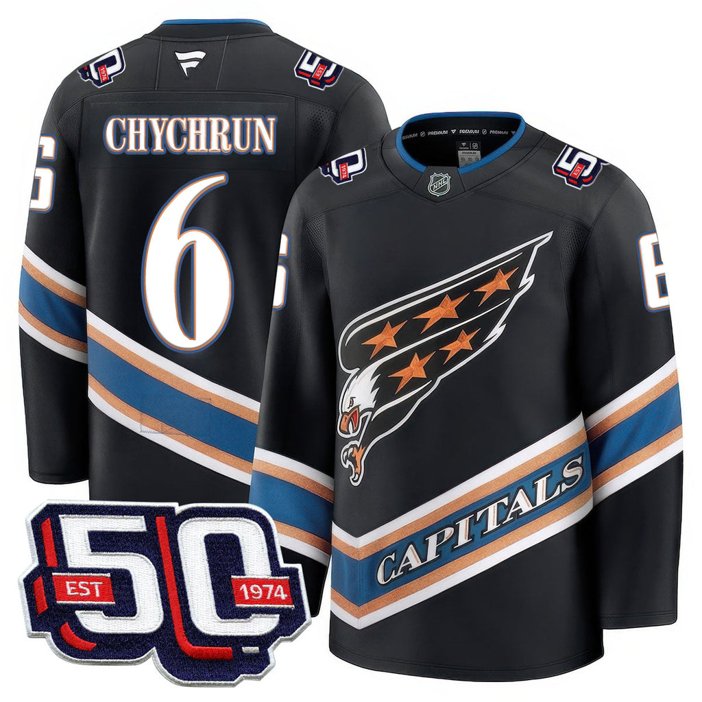 Men Washington Capitals 50th Anniversary Premium Jersey - All Stitched