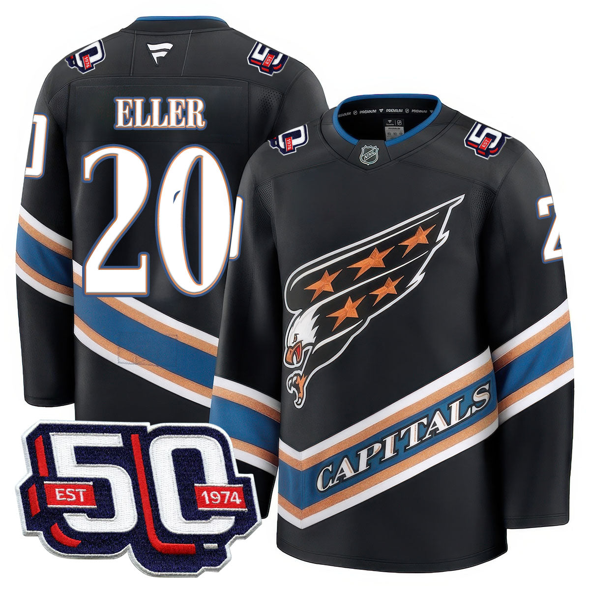 Men Washington Capitals 50th Anniversary Premium Jersey - All Stitched