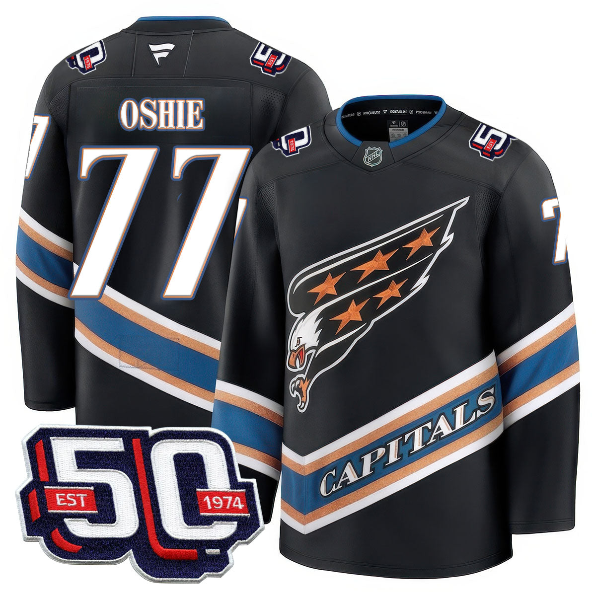 Men Washington Capitals 50th Anniversary Premium Jersey - All Stitched