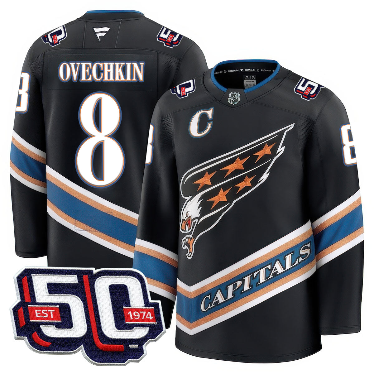 Men Washington Capitals 50th Anniversary Premium Jersey - All Stitched