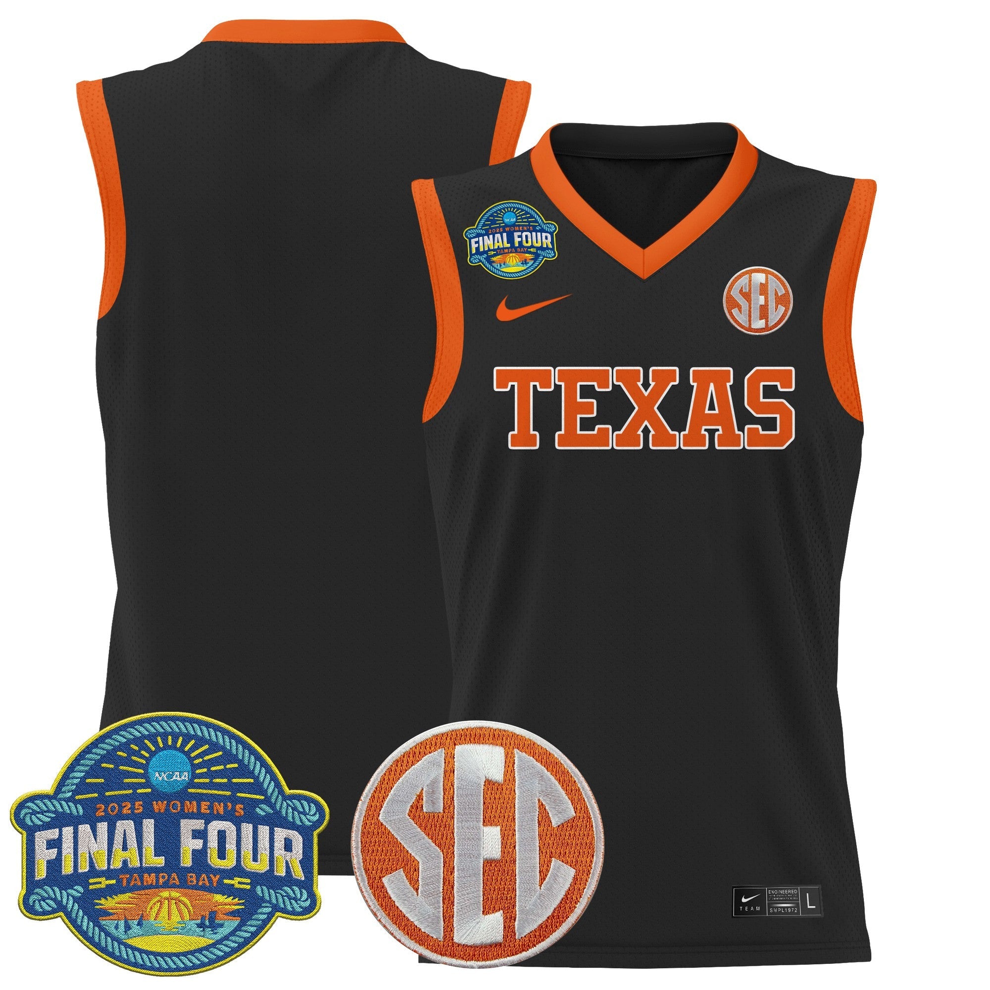 Team Jersey Texas Longhorns 2025 Sec Final Four Patch Stitched Black