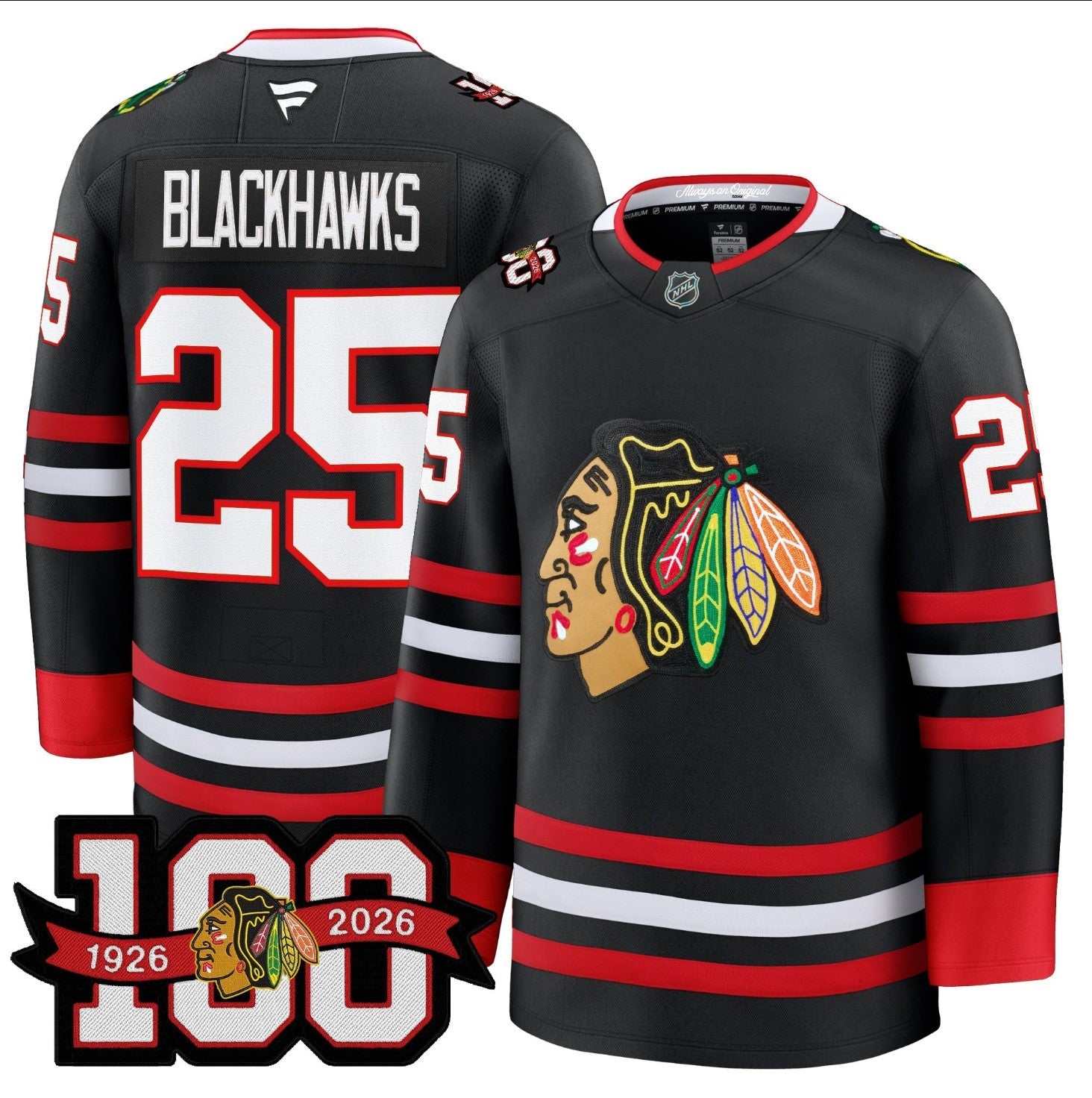 Blackhawks Jersey #25 Chicago Blackhawks 2025-26 Premium 100th Stitched