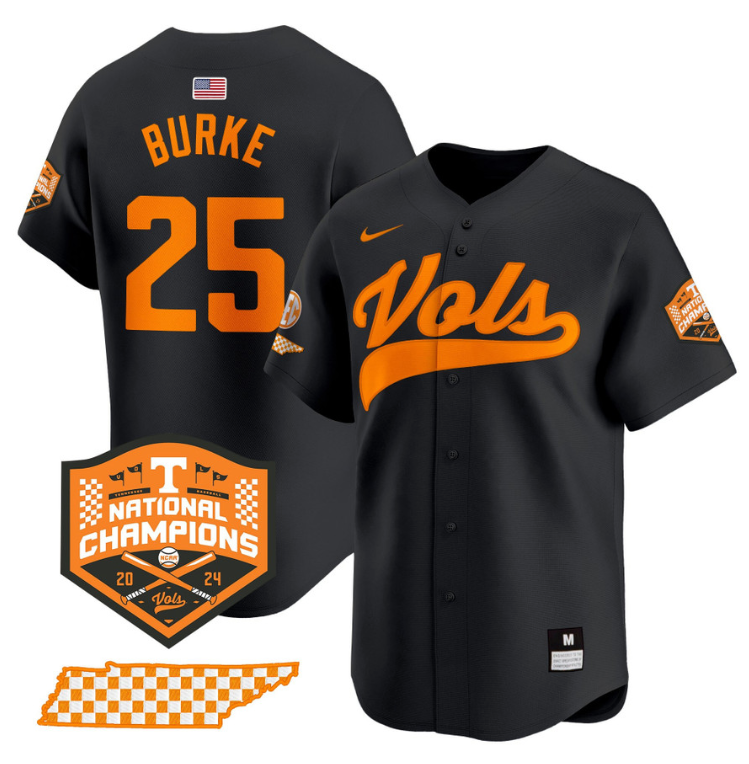 Blake Burke Jersey #25 Tennessee Vols 2024 Champions Stitched Black