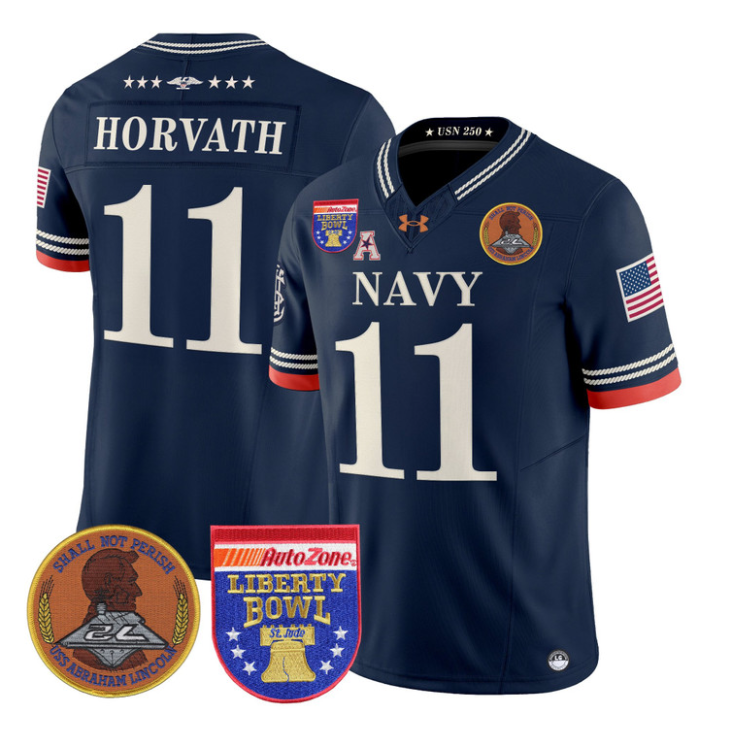 Blake Horvath Jersey #11 Navy Midshipmen 250th 2026 Liberty Bowl Stitched Navy