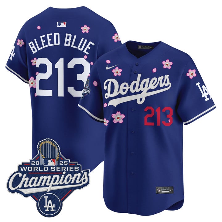 Bleed Blue Jersey #213 Dodgers 2025 World Series Champions Stitched