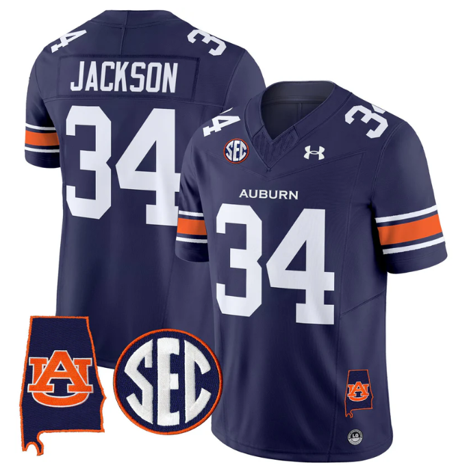 Bo Jackson Jersey #34 Auburn Tigers 2025 Alabama Patch Stitched Navy