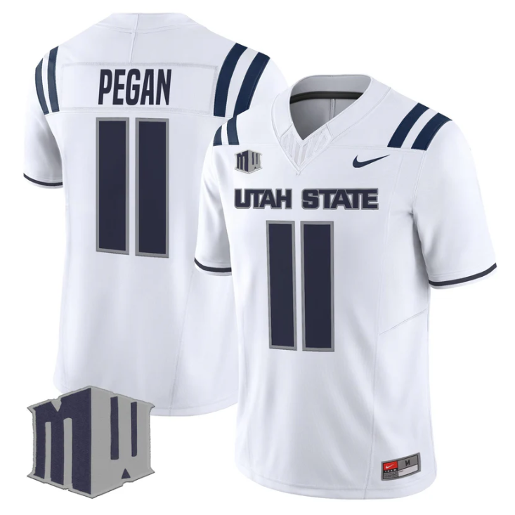 Braden Pegan Jersey #11 Utah State Aggies 2025 Vapor Limited Stitched White