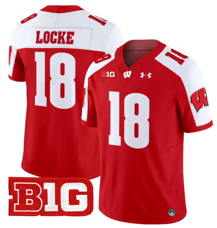 Braedyn Locke Jersey #18 Wisconsin Badgers Vapor Football Stitched Red Alternate