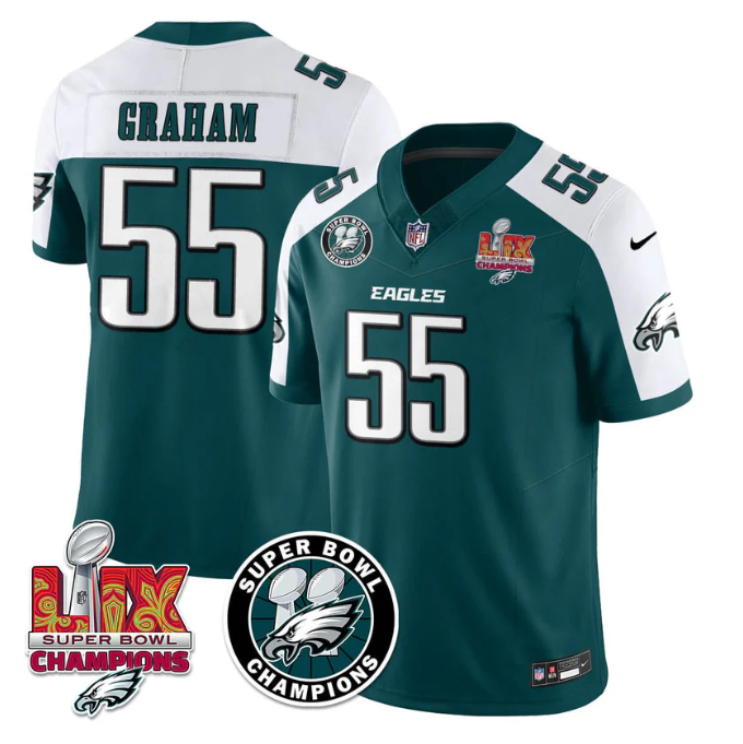 Brandon Graham Jersey #55 Super Bowl LIX Champions All Stitched Alter Green
