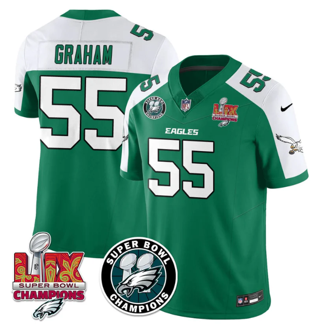 Brandon Graham Jersey #55 Super Bowl LIX Champions All Stitched Alter Kelly Green