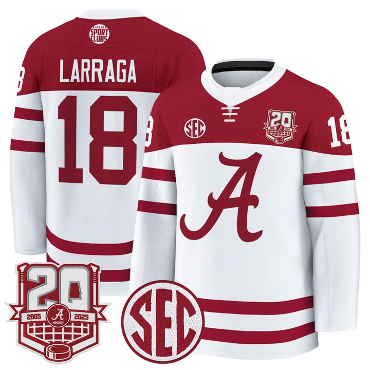 Brandon Larraga Jersey #18  Alabama Crimson Tide 2025-26 Premium 20th Anniversary Patch Stitched