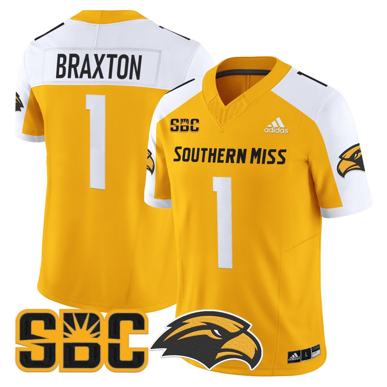 Braylon Braxton Jersey #1  Southern Miss Golden Eagles 2025 Vapor Limited Stitched
