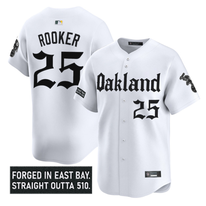Brent Rooker Jersey #25 Oakland Athletics Gothic East Bay Edition Stitched White