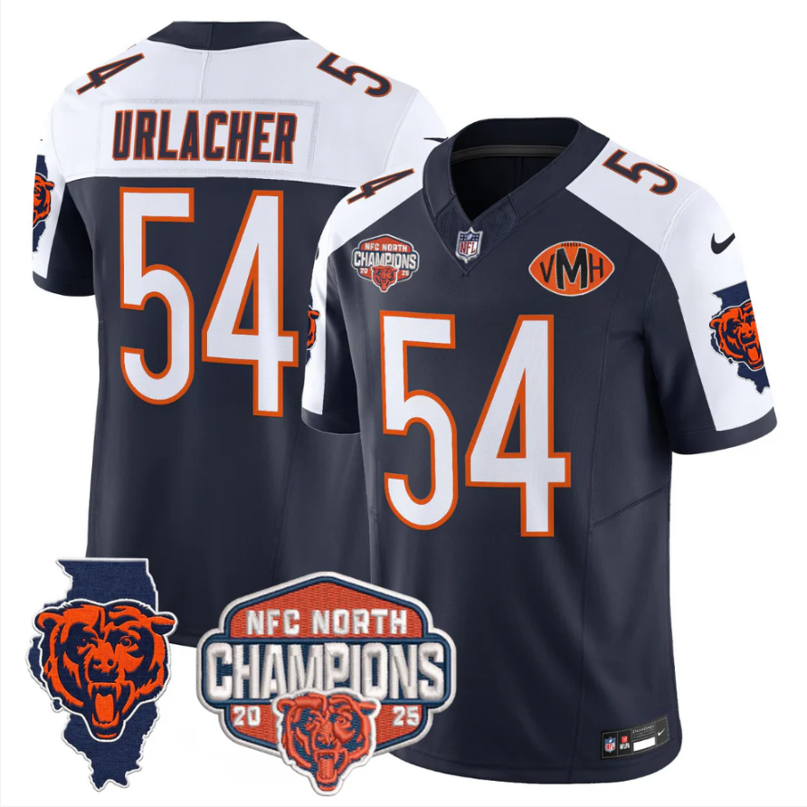 Brian Urlacher Jersey #54 NFC North Champions Patch 2025 V2 Stitched Navy Alternate