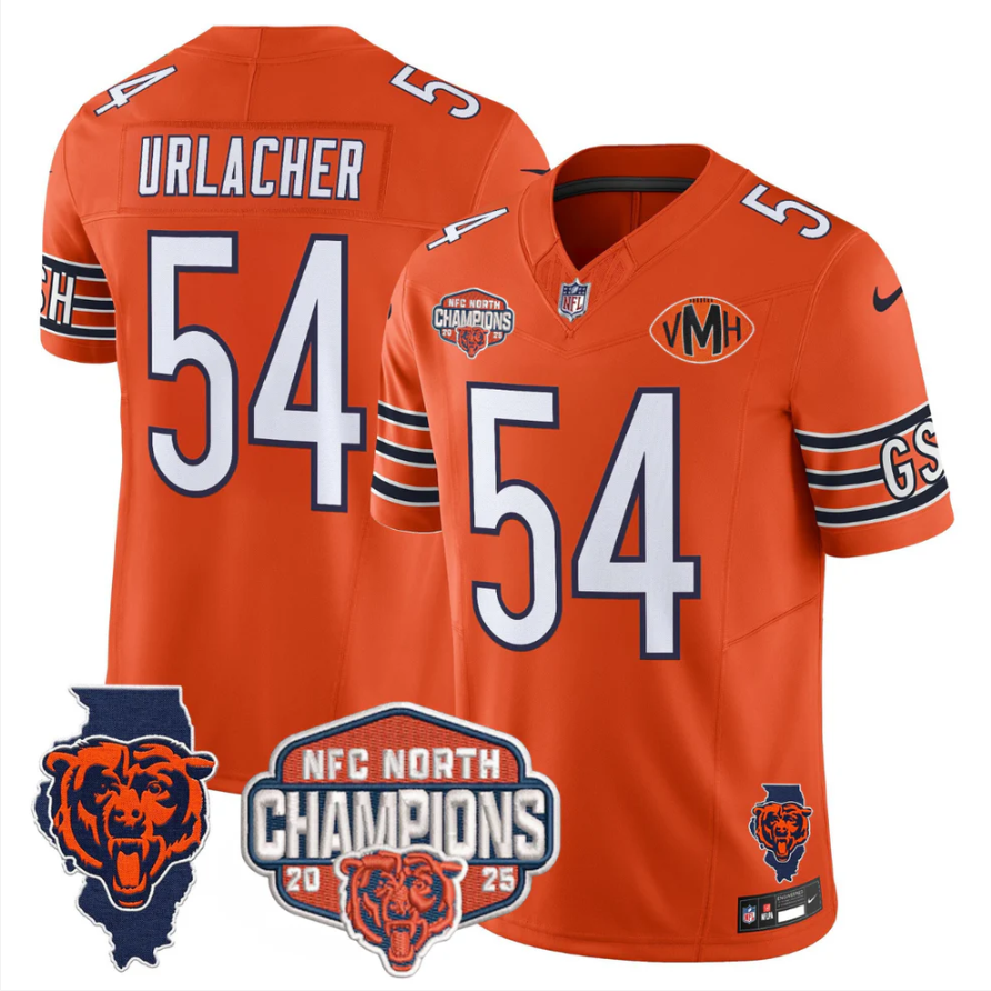 Brian Urlacher Jersey #54 NFC North Champions Patch 2025 V2 Stitched Navy Alternate